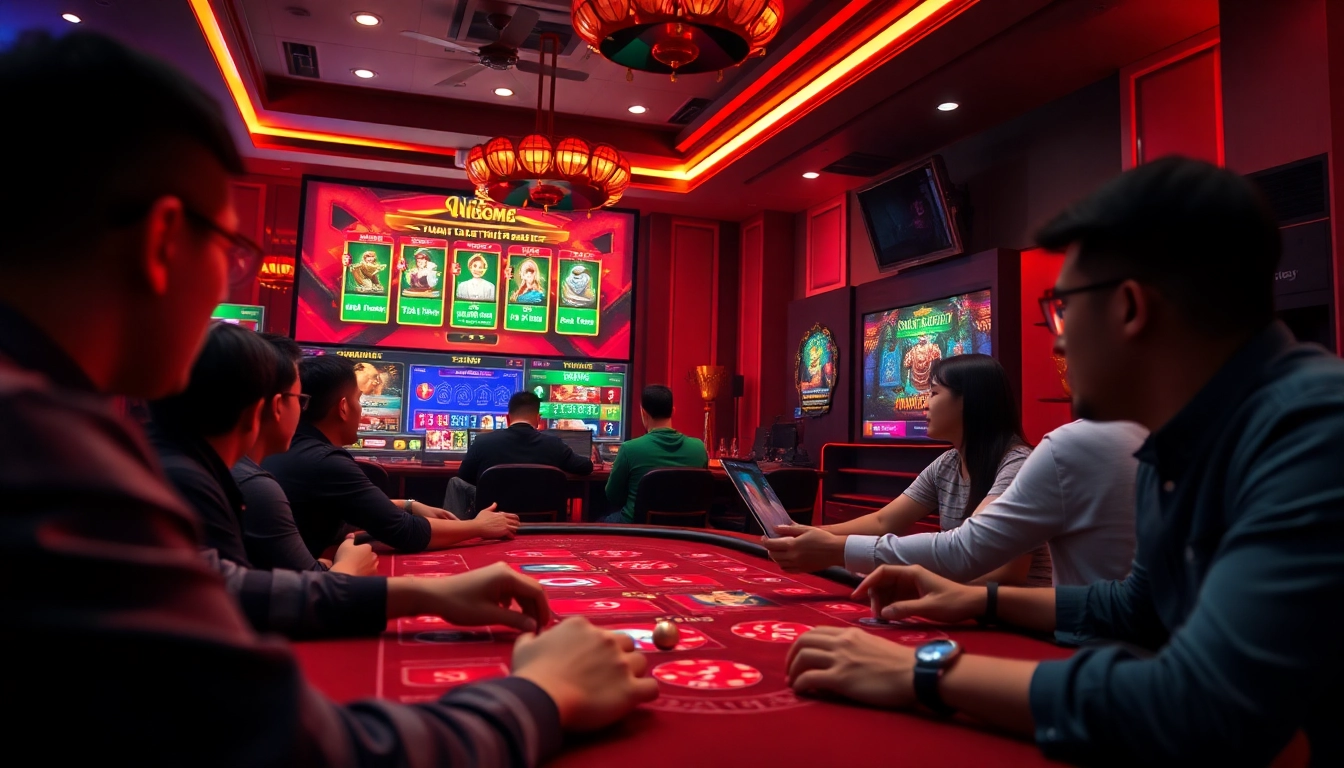 Exciting online card game scene at gamebaidoithuong.com.vc showcasing dynamic player interaction and vibrant visuals.