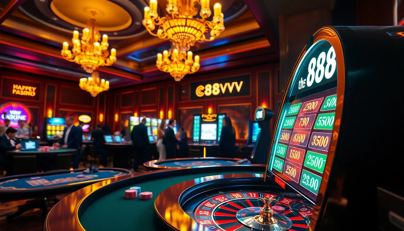 Experience excitement at the 88vv casino table with vibrant roulette and poker action.