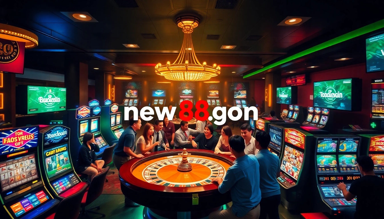 Exciting gaming atmosphere at new88go.com with players engaged in online gambling.